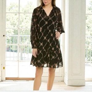 NWT Johnny Was Jackie Midi Dress Long- Sleeves, Black Embroidered Dress Small